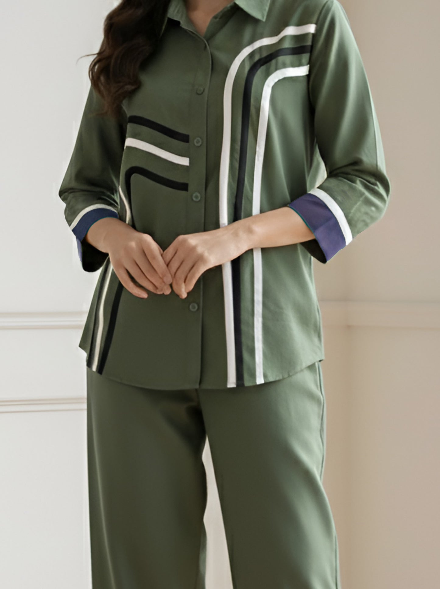 GREEN STYLISH CORDSET