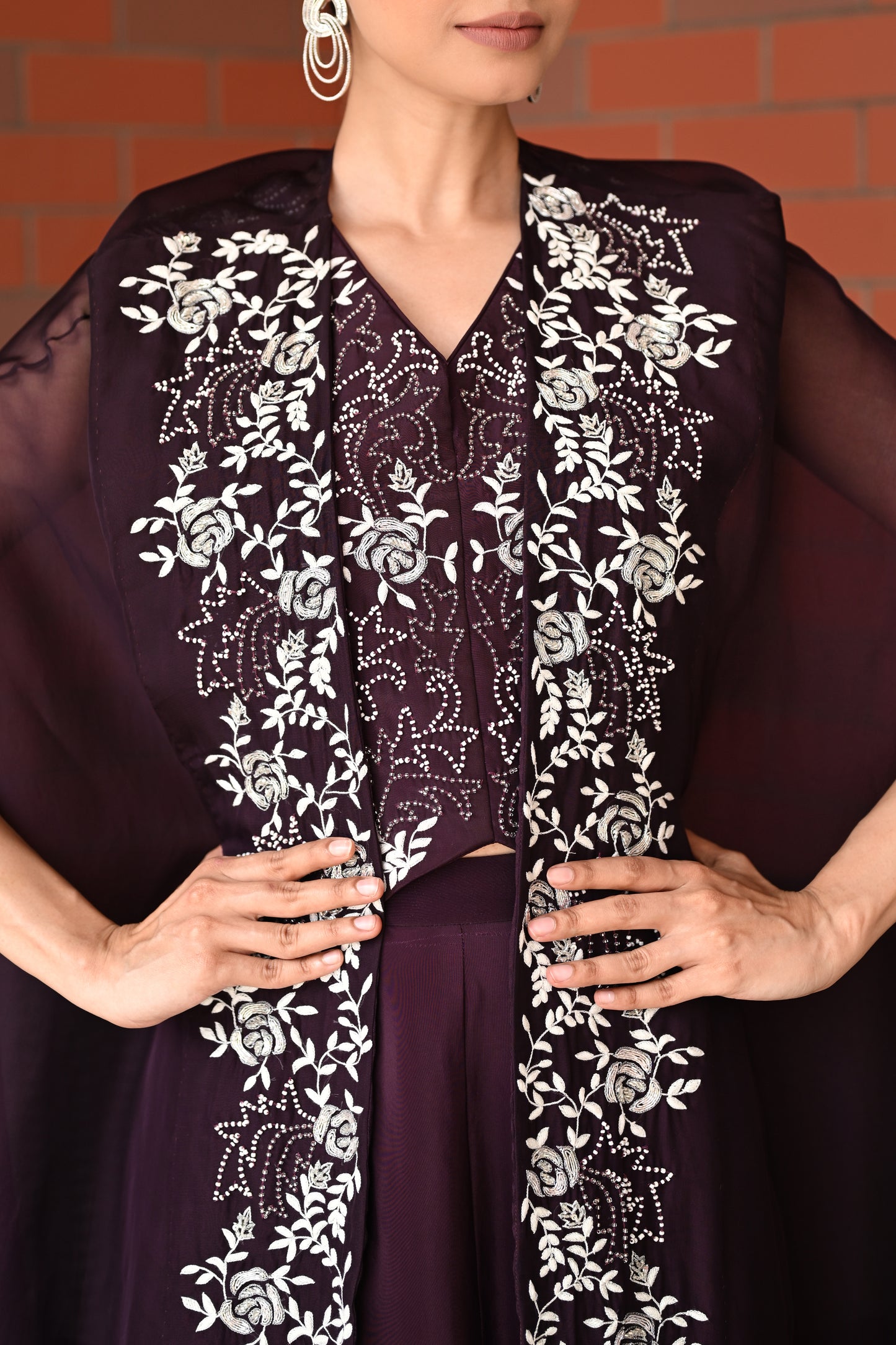 WINE CAPE LEHENGA SET