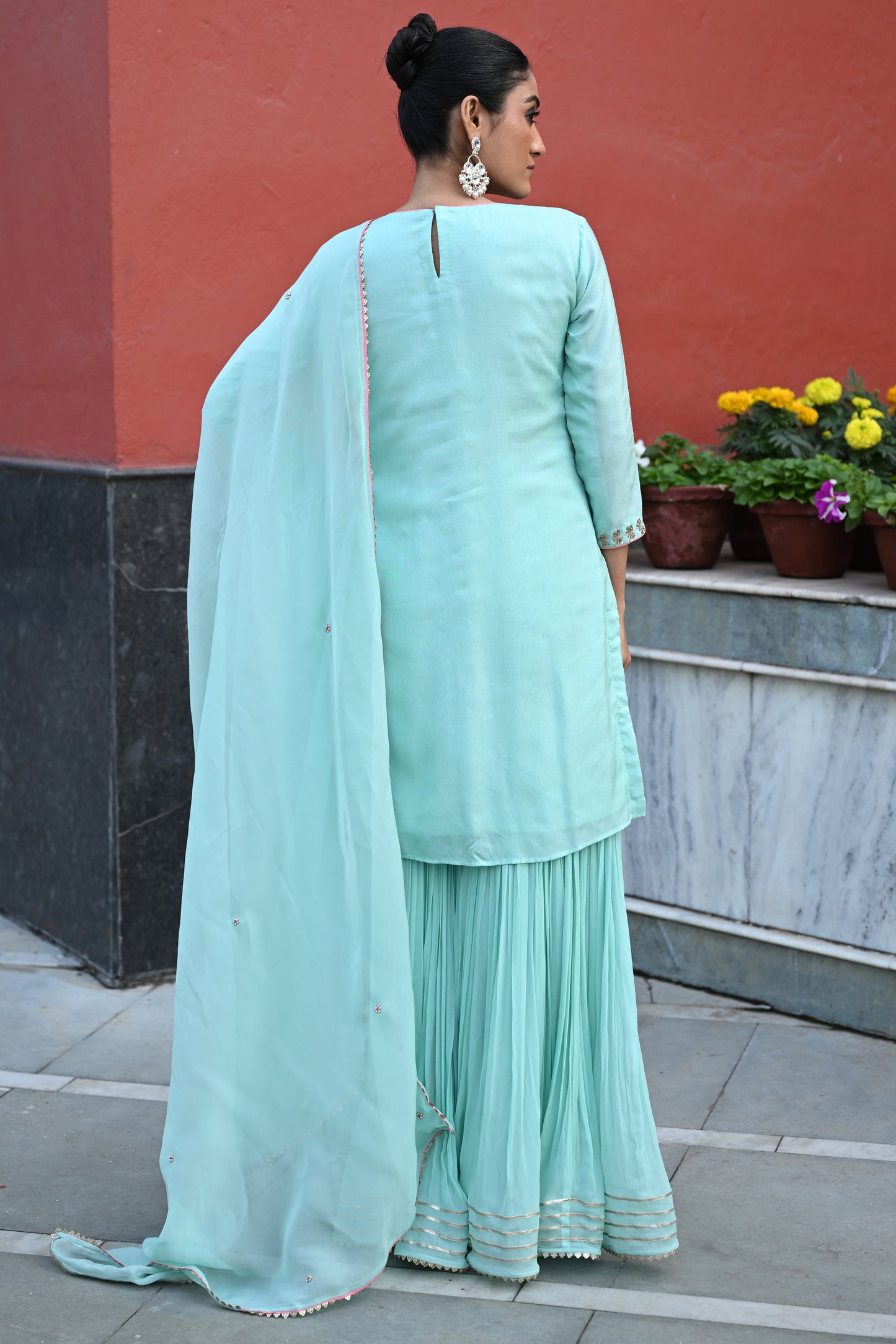 AQUA BLUE SHARARA SET