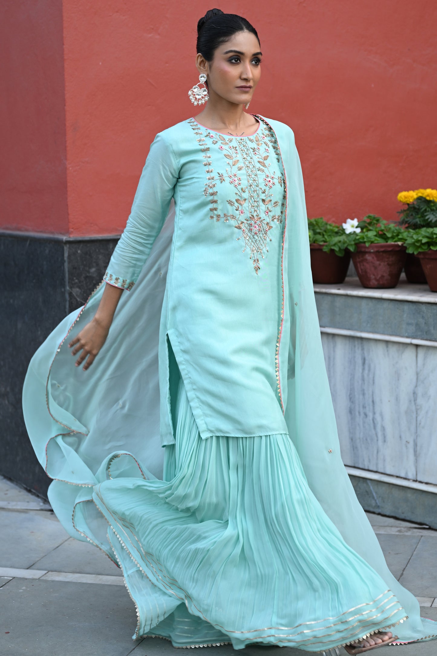 AQUA BLUE SHARARA SET