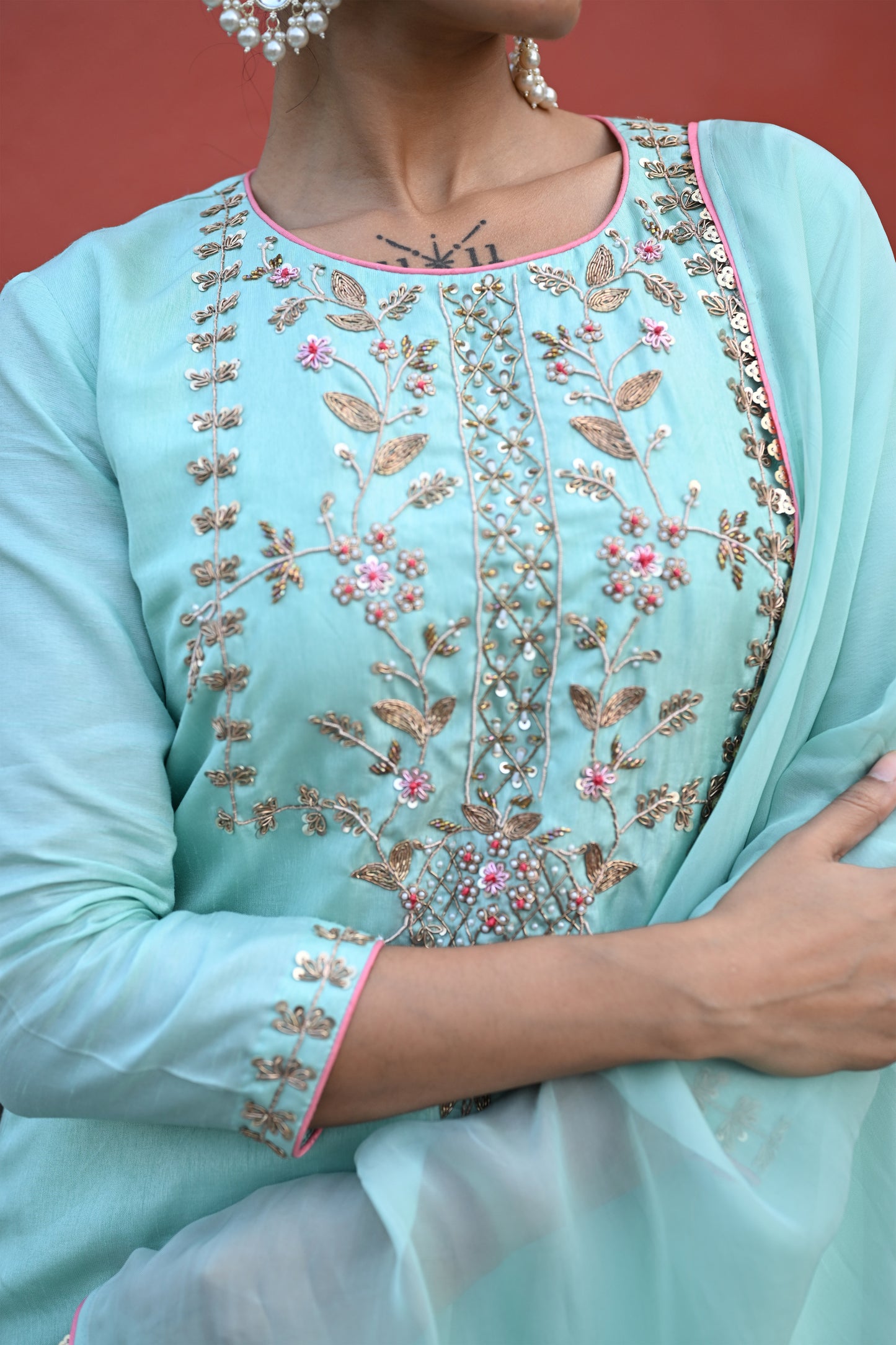 AQUA BLUE SHARARA SET