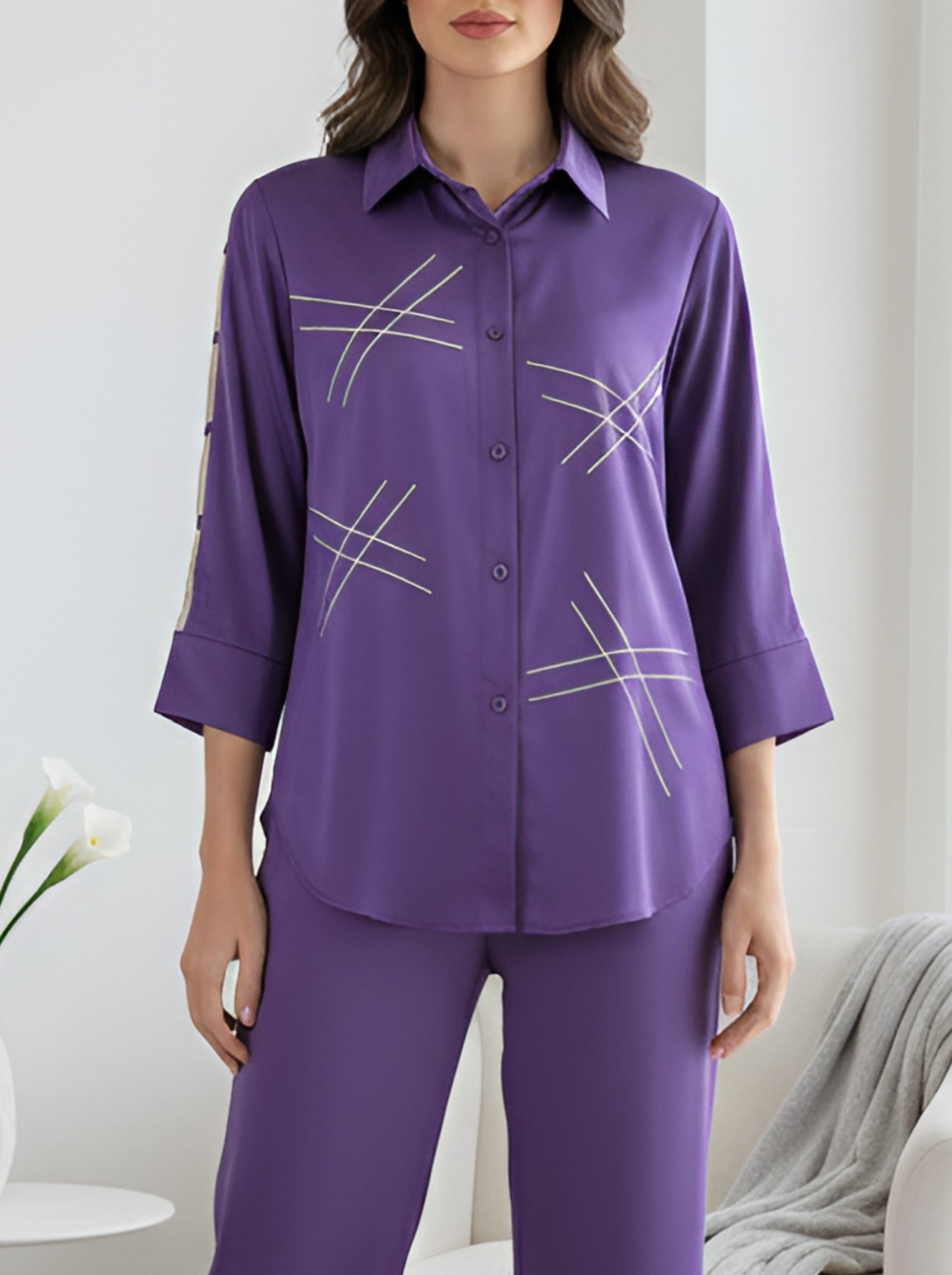 PURPLE STYLISH POPLIN CORDSET