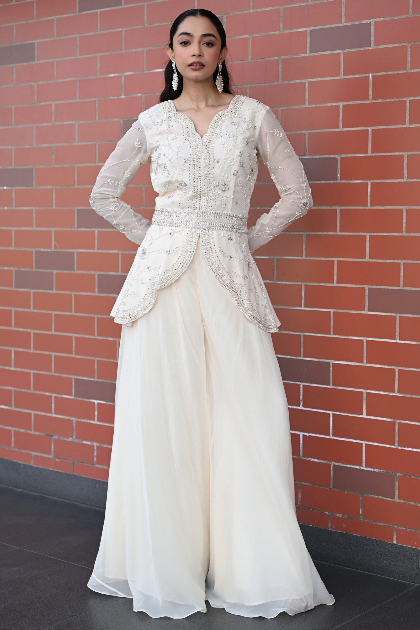 IVORY PEPLUM KURTA SET