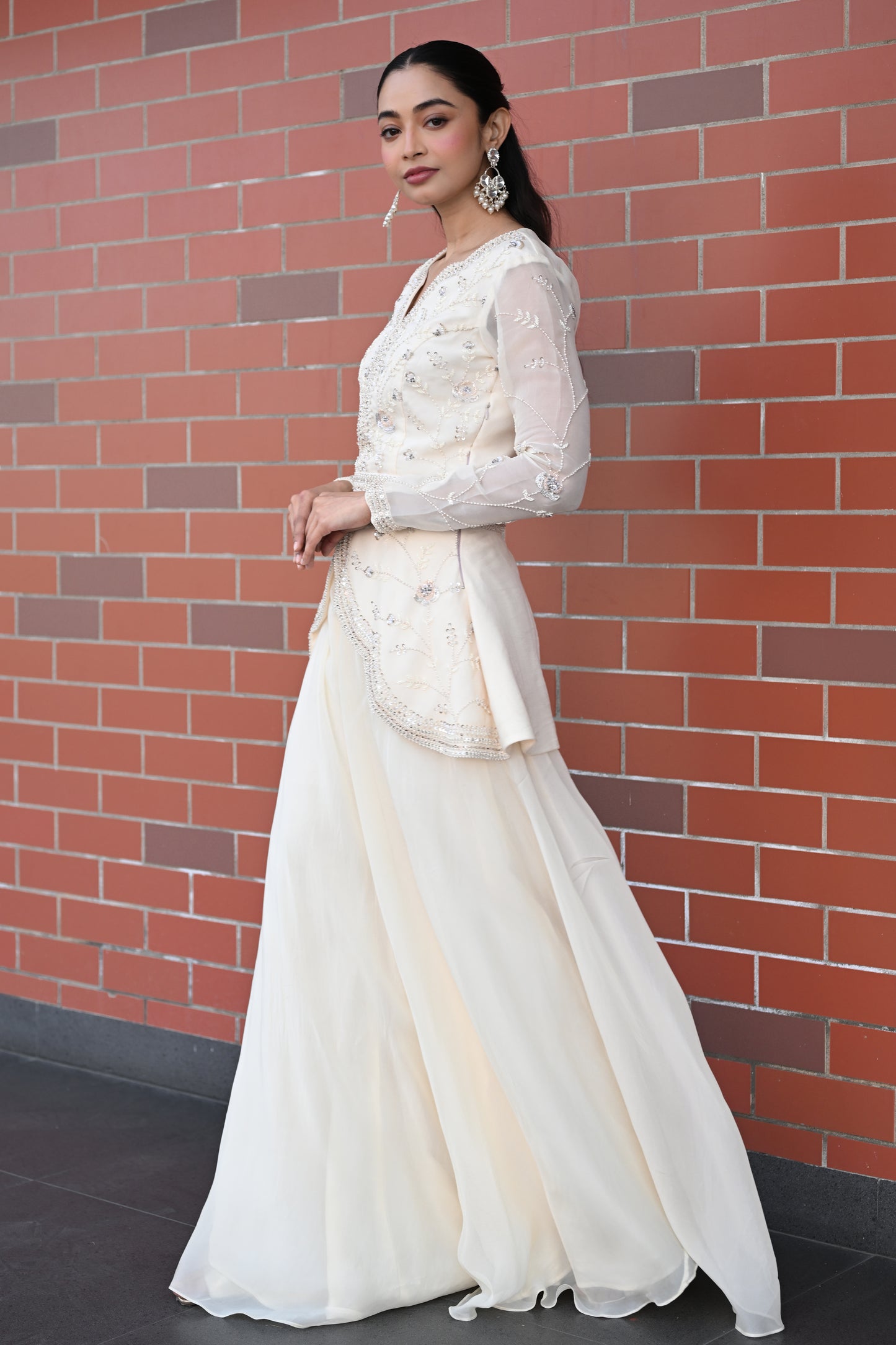 IVORY PEPLUM KURTA SET