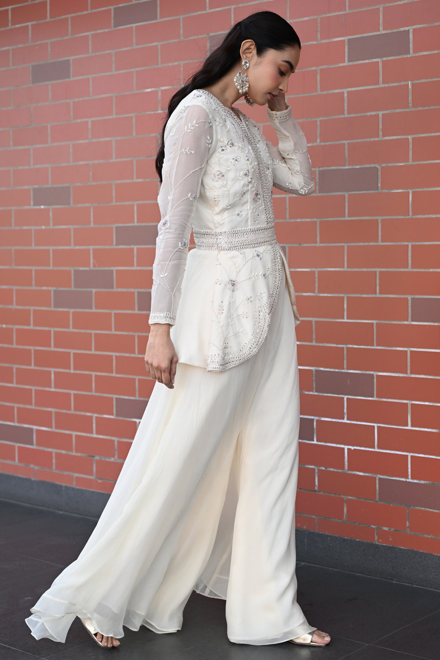 IVORY PEPLUM KURTA SET