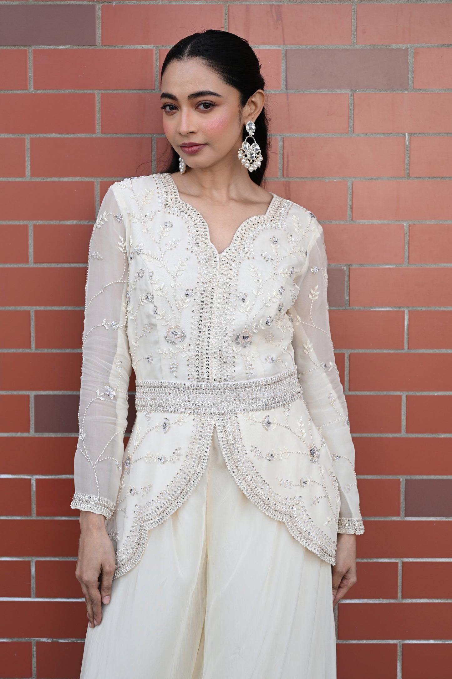 IVORY PEPLUM KURTA SET