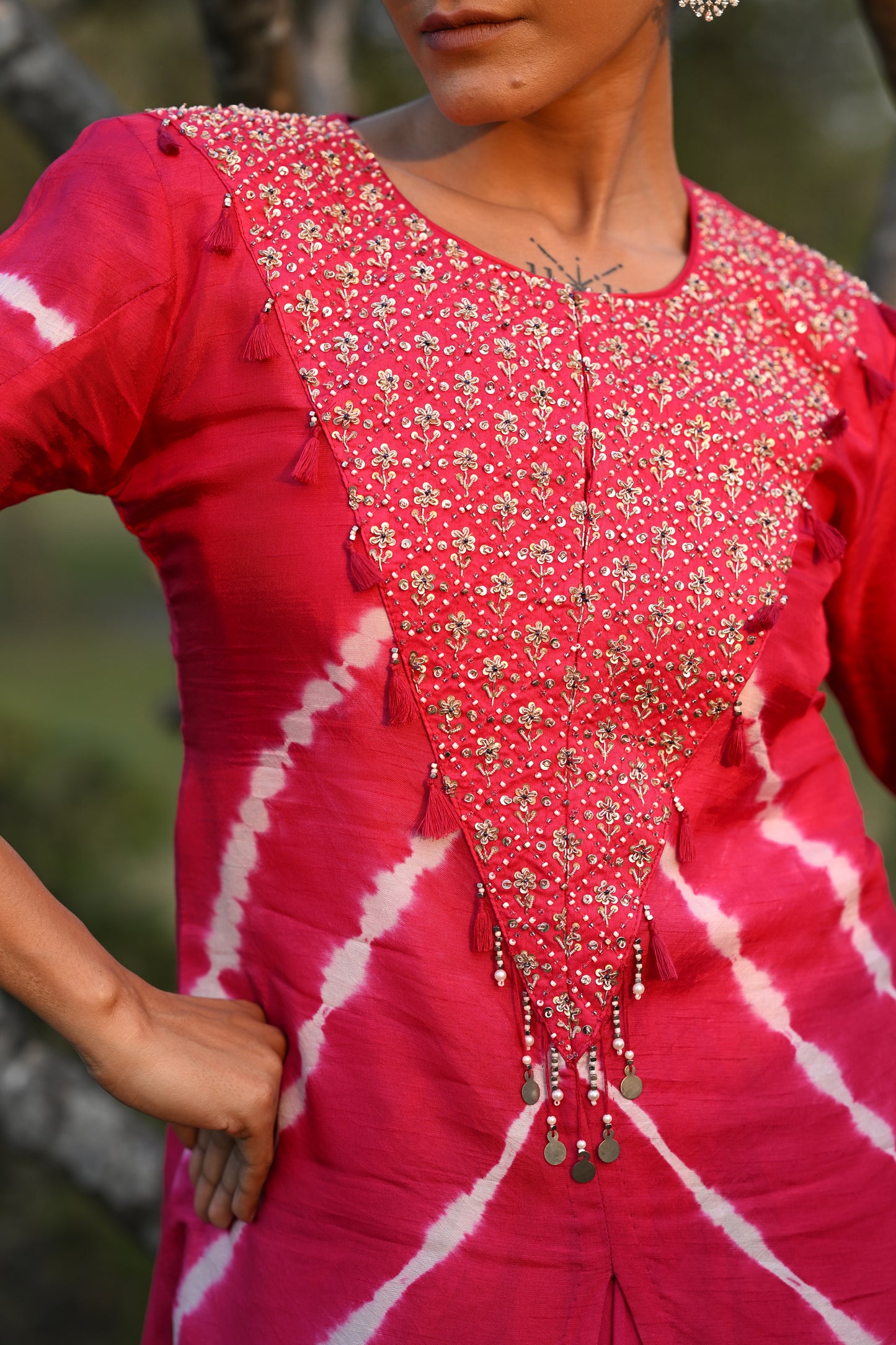 LAHERIYA JACKET WITH DRAPED INNER