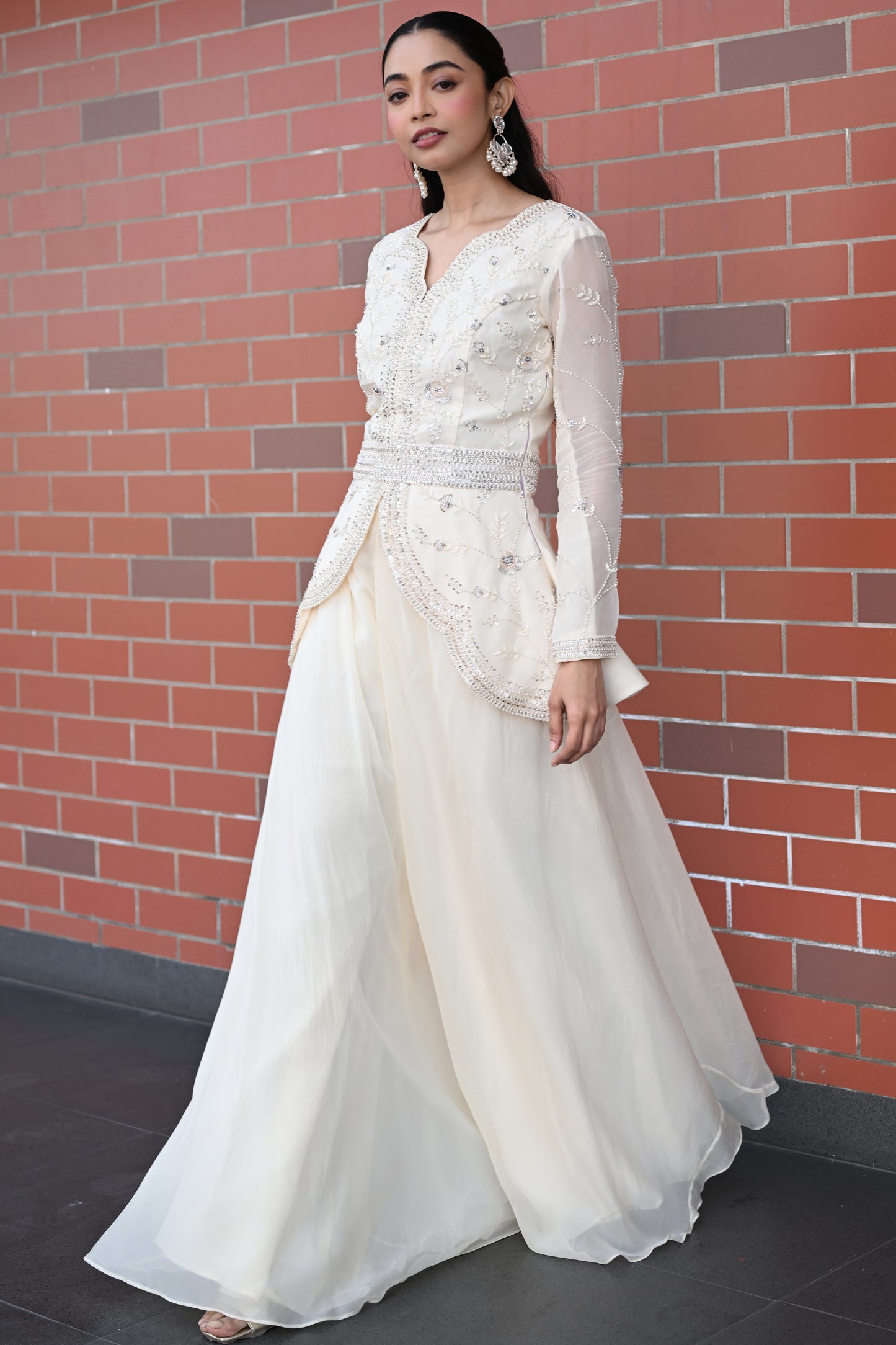 IVORY PEPLUM KURTA SET