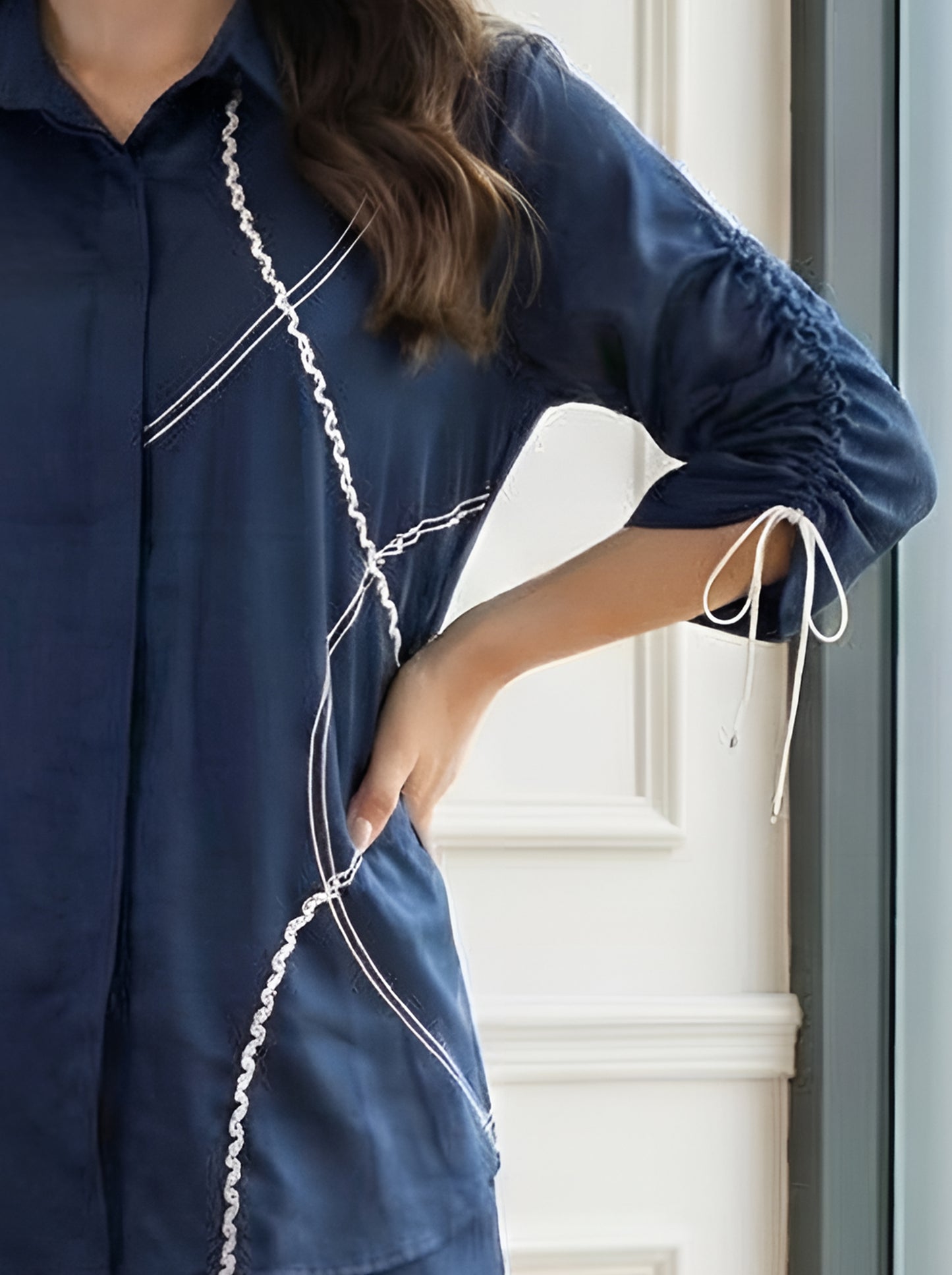 BLUE BRAIDED POPLIN CORDSET