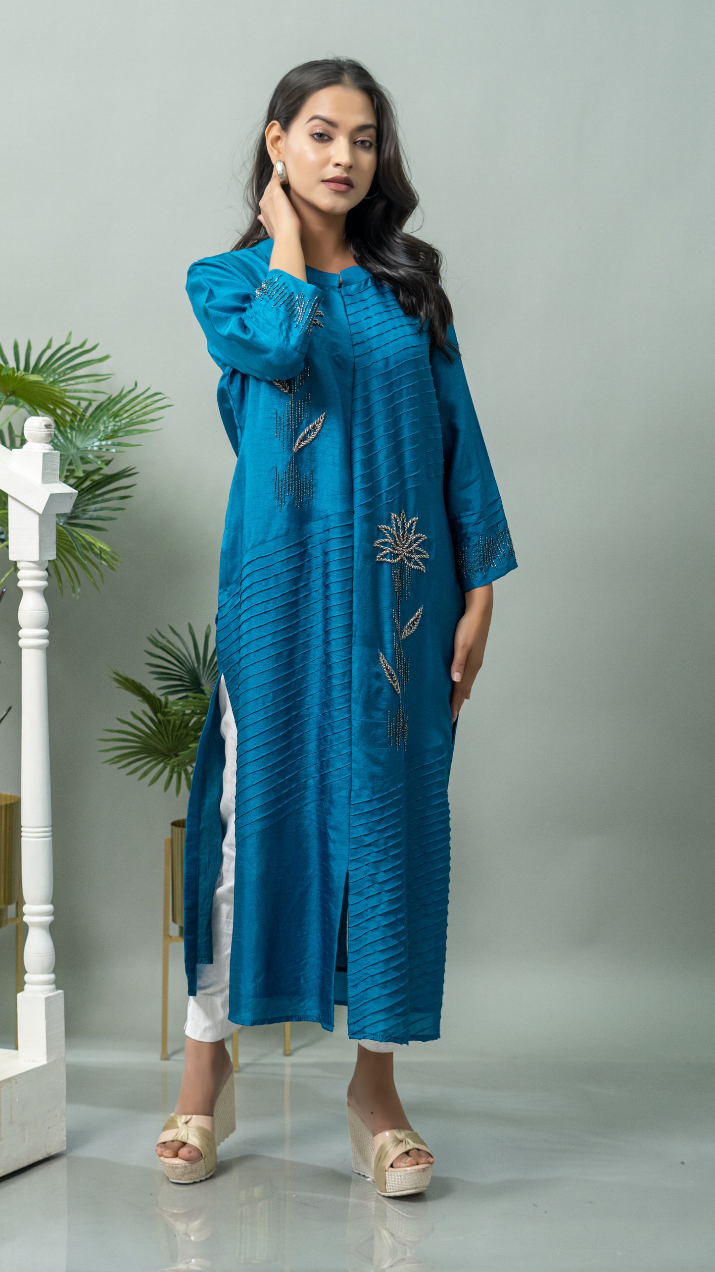 BLUE SLIT KURTA