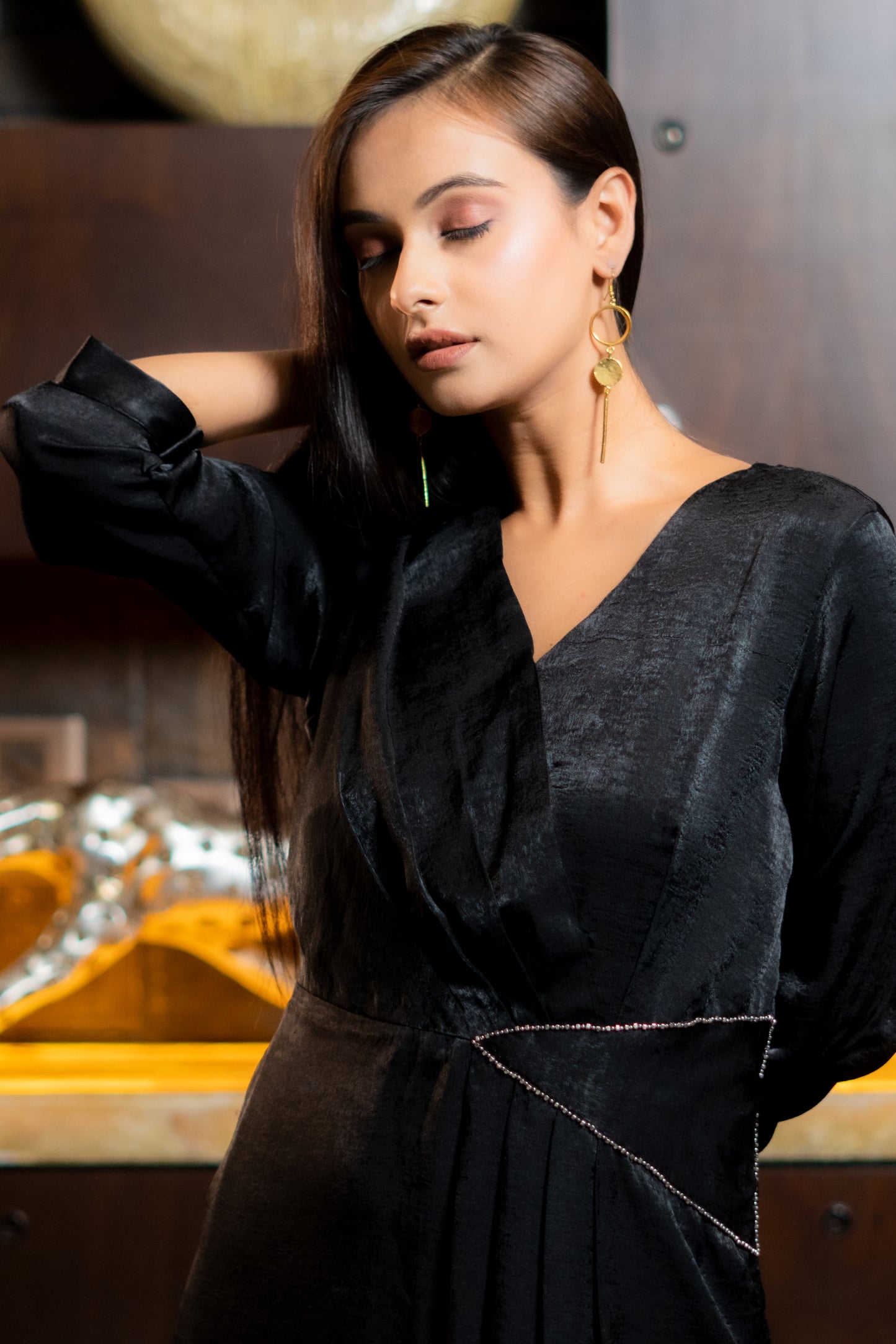 DRAPED WESTERN DRESS WITH DETAILS