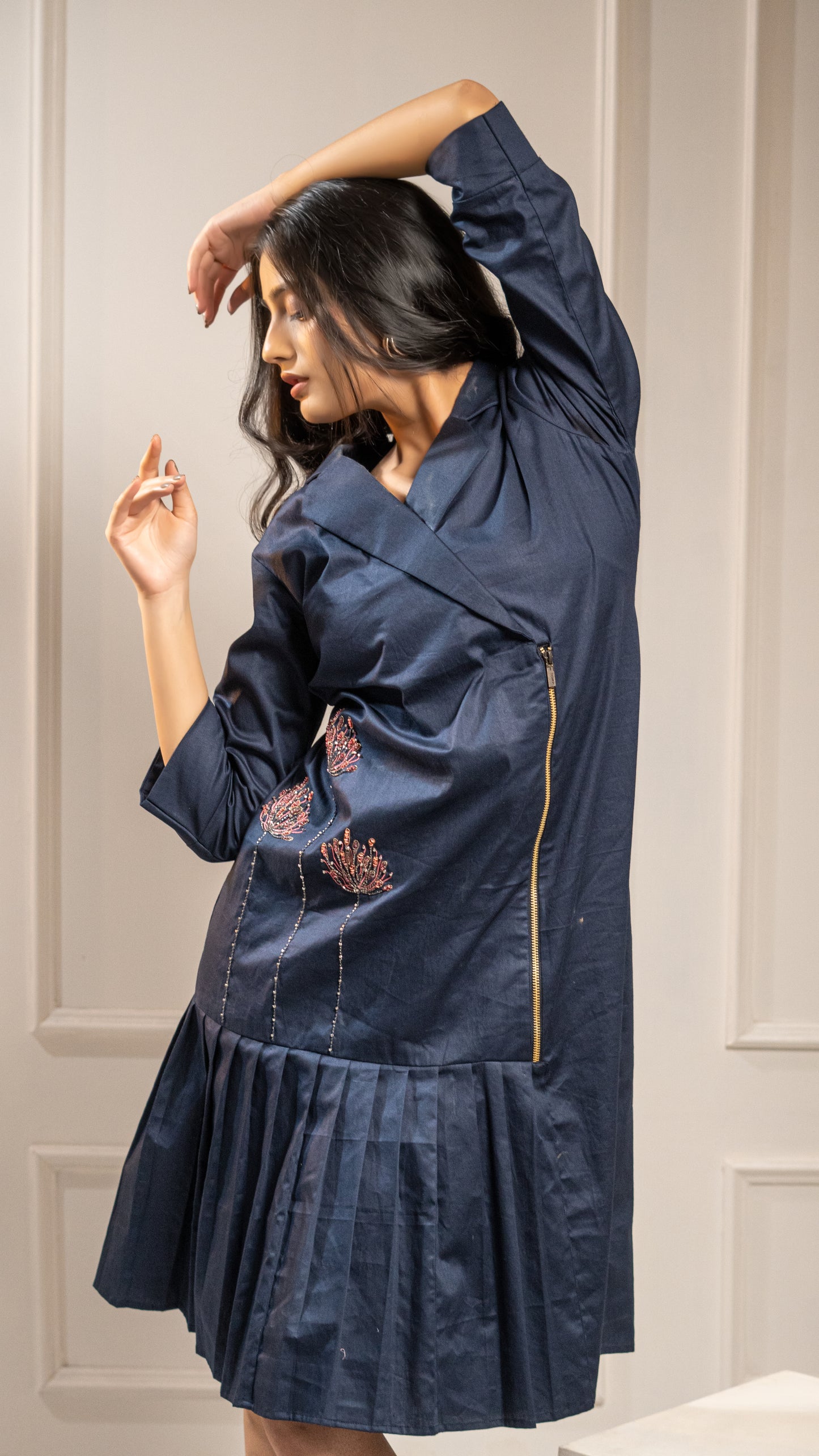 DRESS WITH FLORAL EMBROIDERY