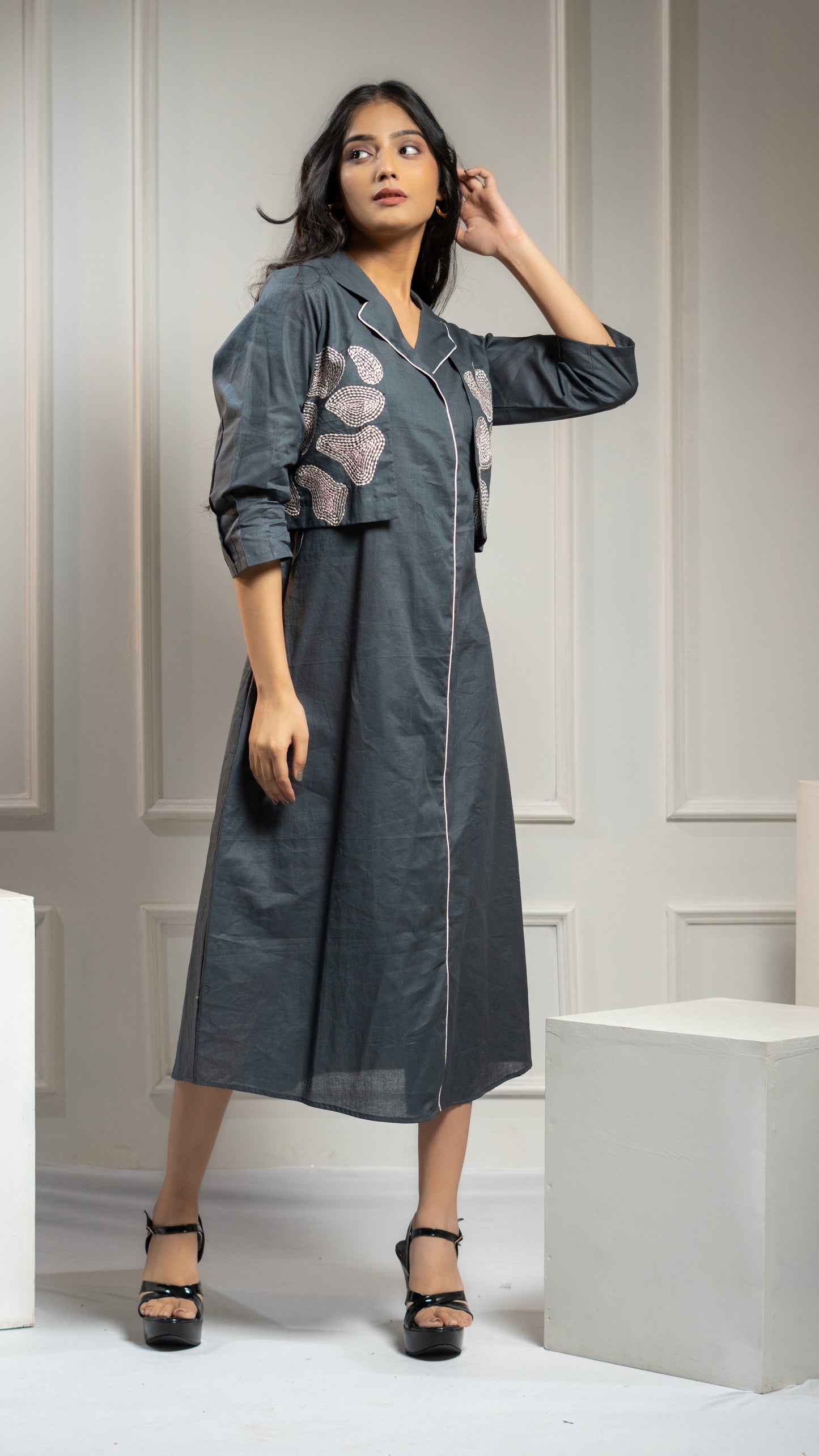 JACKET STYLE COTTON DRESS