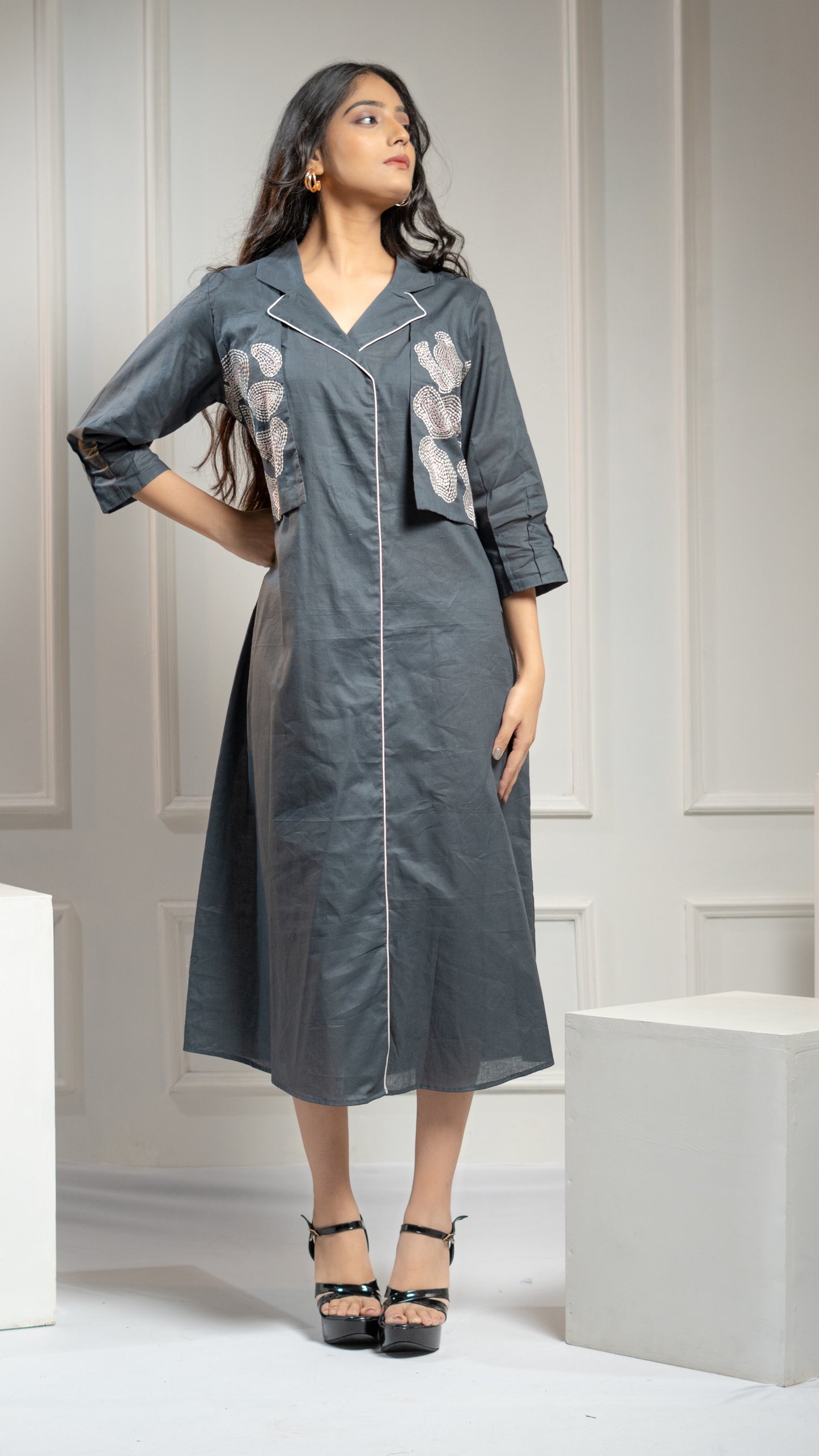 JACKET STYLE COTTON DRESS