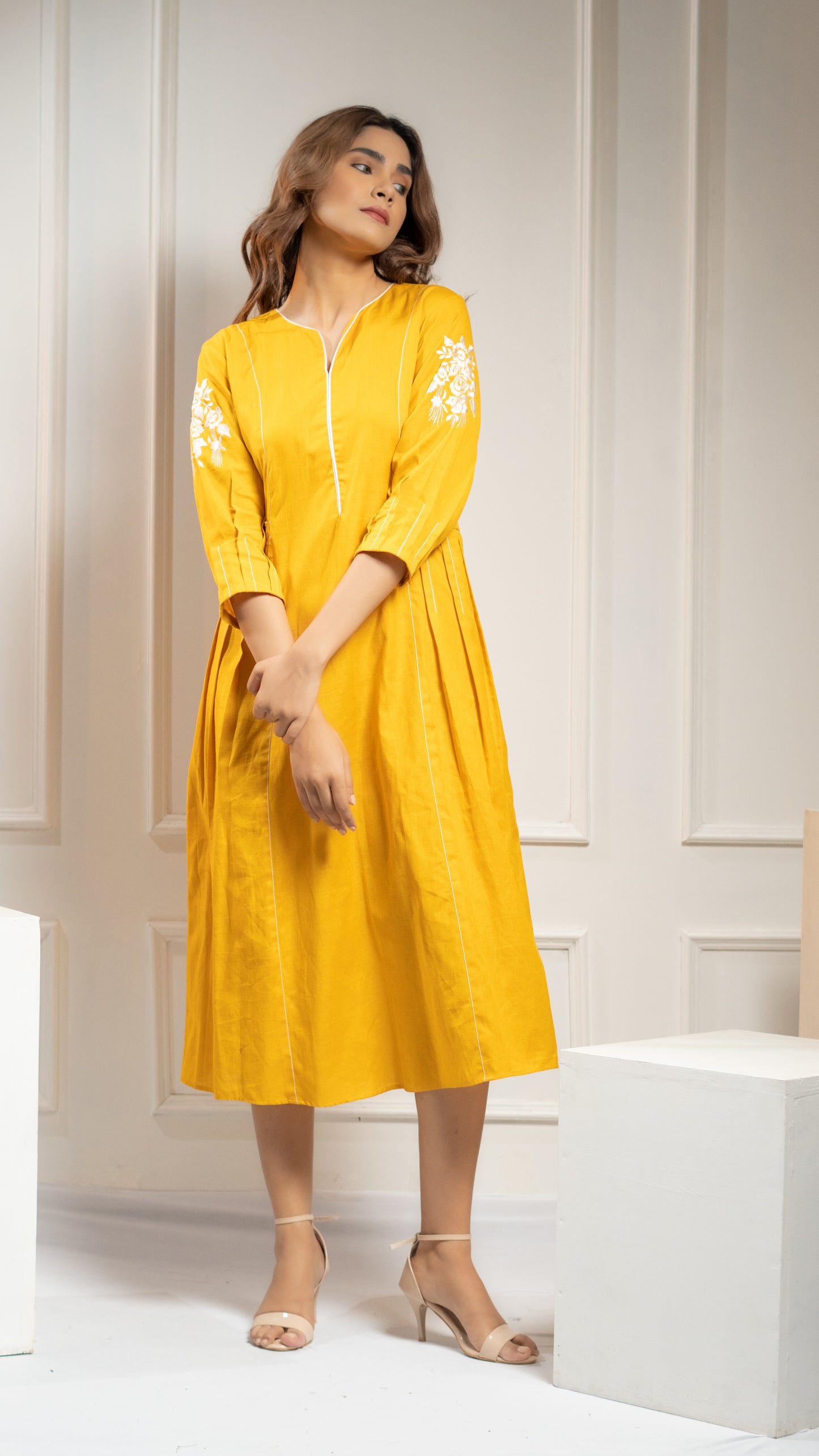 YELLOW ONE PIECE DRESS