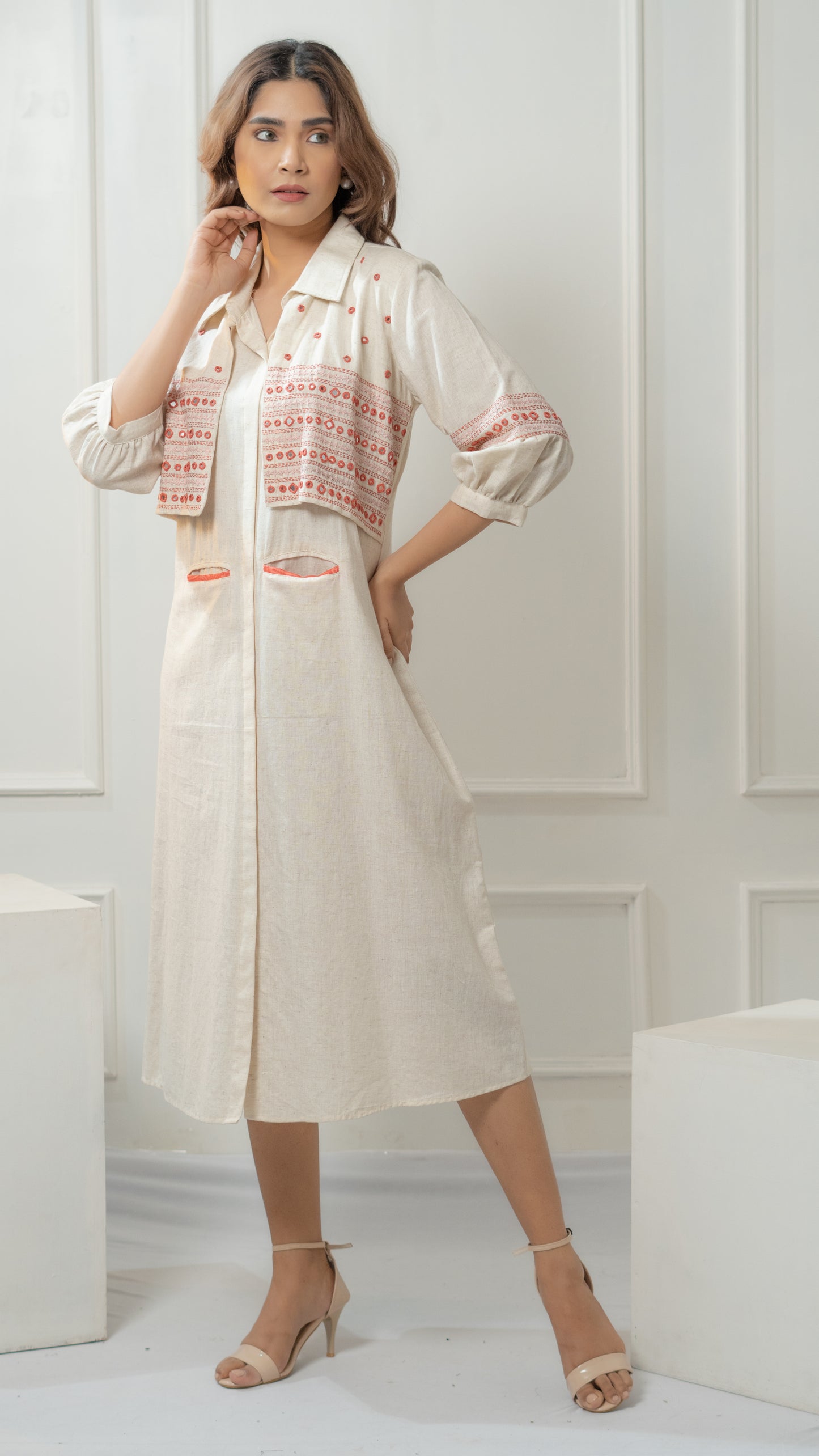 JACKET STYLE COTTON DRESS