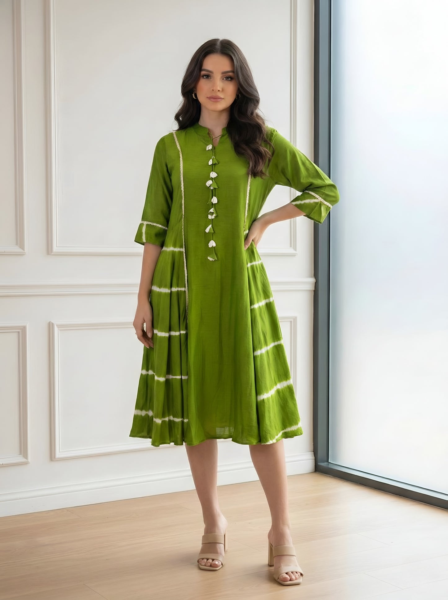 GREEN LAHARIYA TUNIC