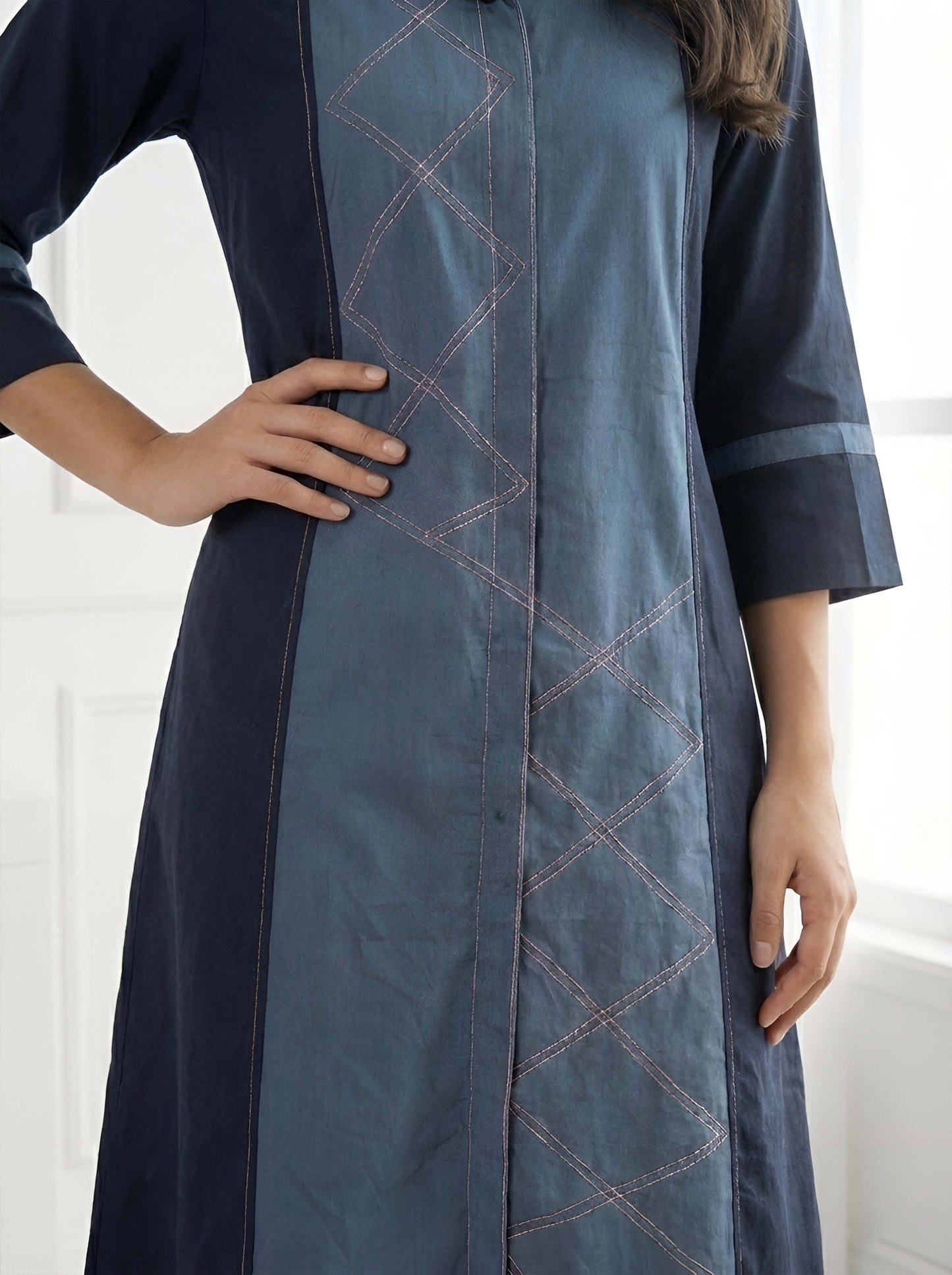 BLUE GRACE POPLIN DRESS