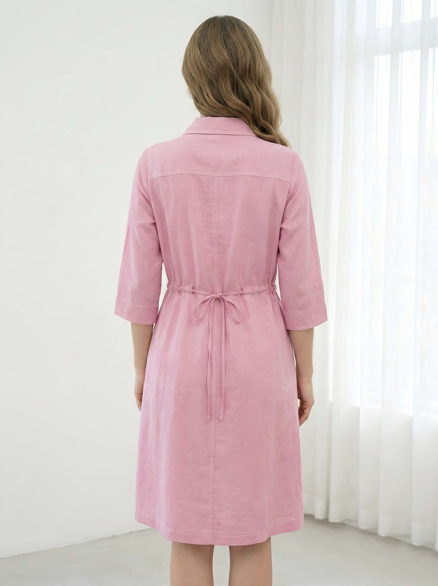 PINK STYLISH POPLIN DRESS