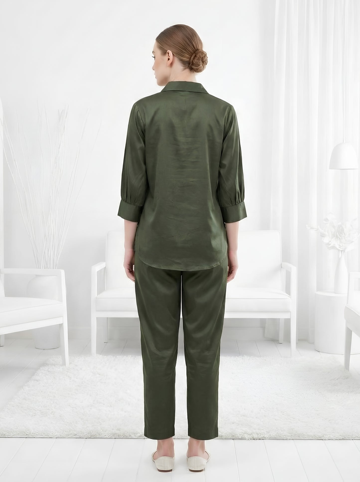 GREEN EMBROIDED POPLIN CORDSETS