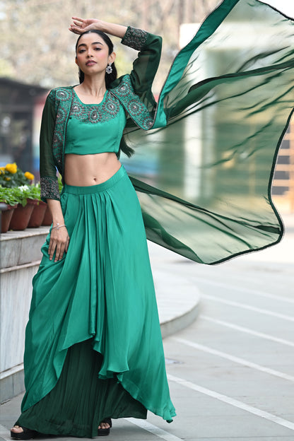 GREEN OMBRE CAPE SET