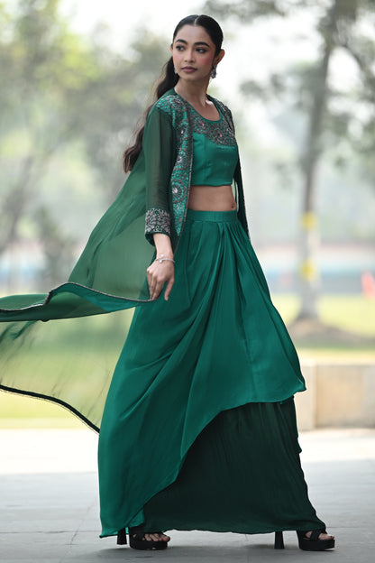GREEN OMBRE CAPE SET