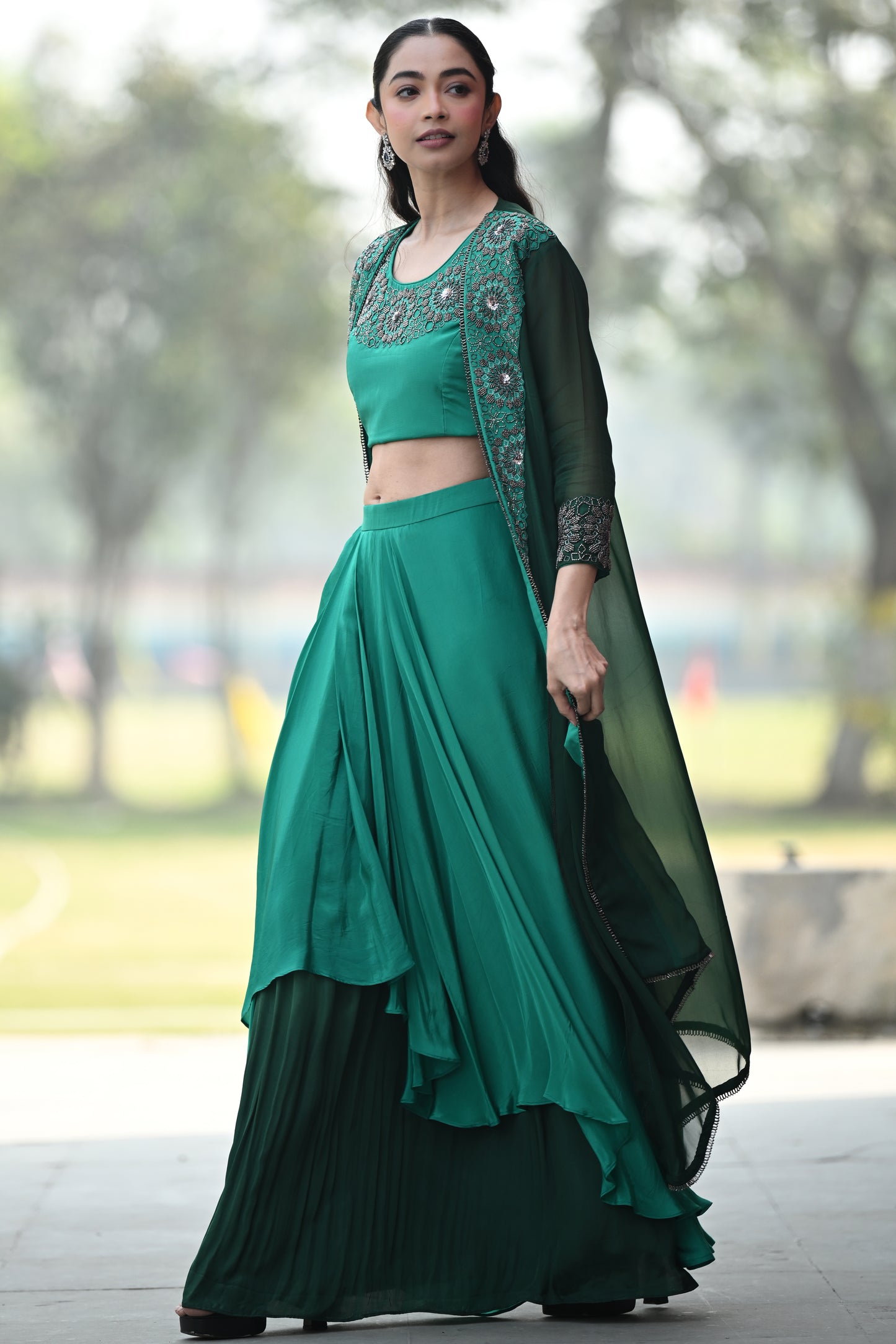 GREEN OMBRE CAPE SET