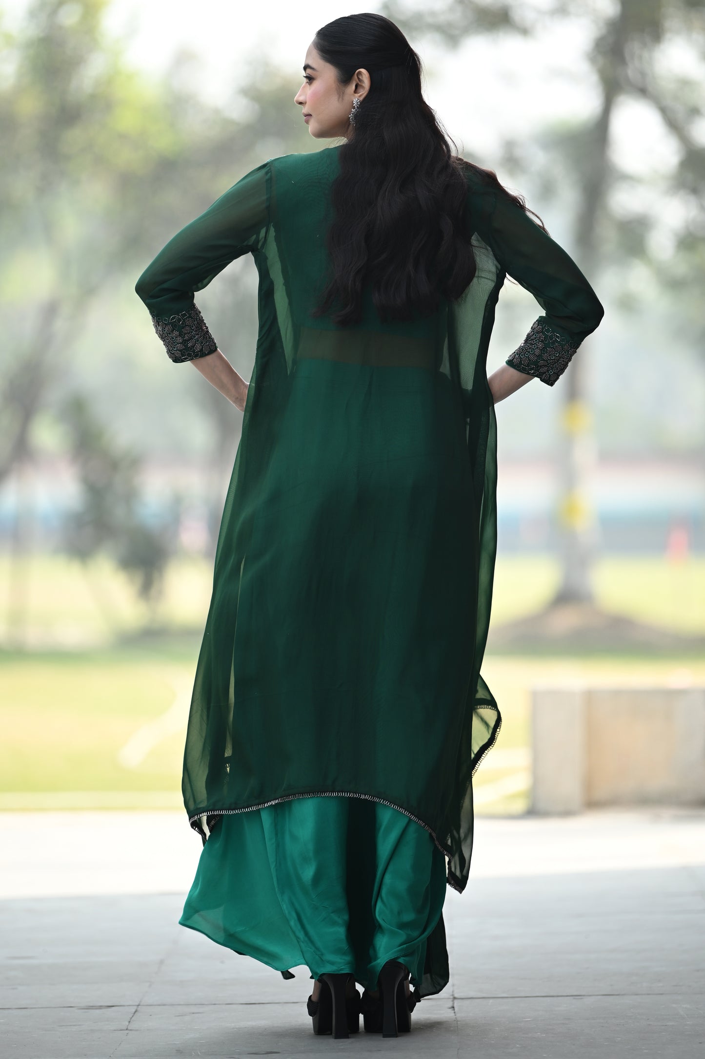 GREEN OMBRE CAPE SET