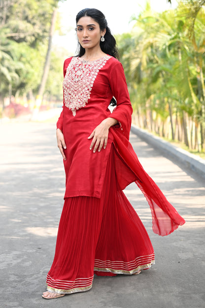 SHARARA SET WITH HEAVY NECKLINE