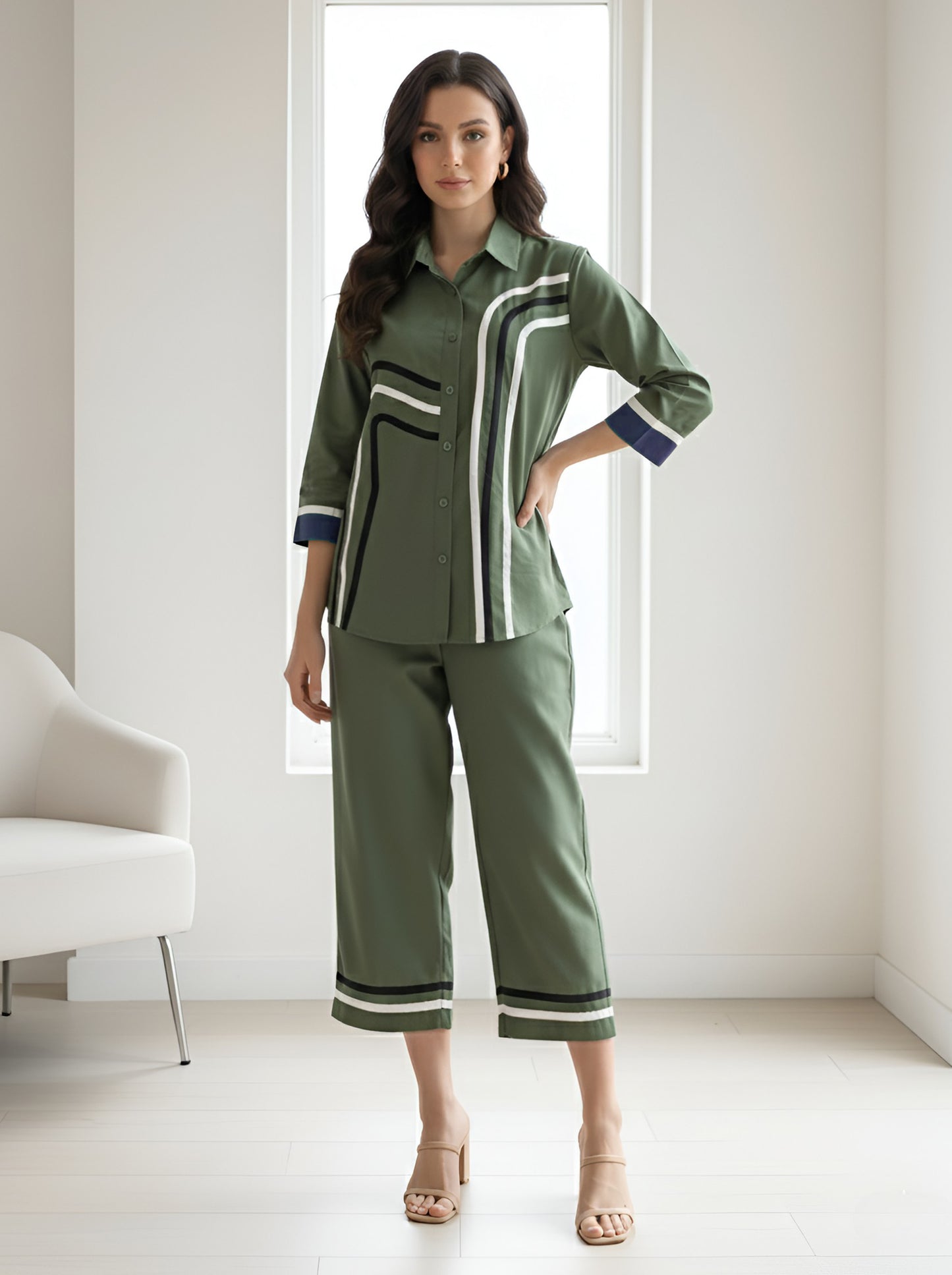 GREEN STYLISH CORDSET