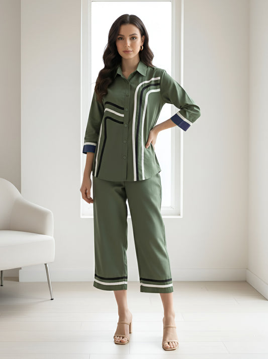 GREEN STYLISH CORDSET