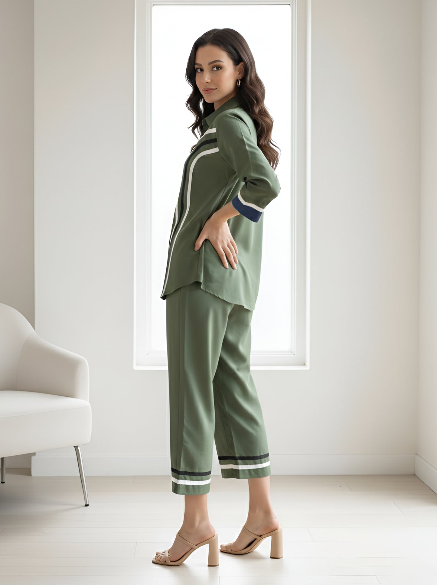 GREEN STYLISH CORDSET