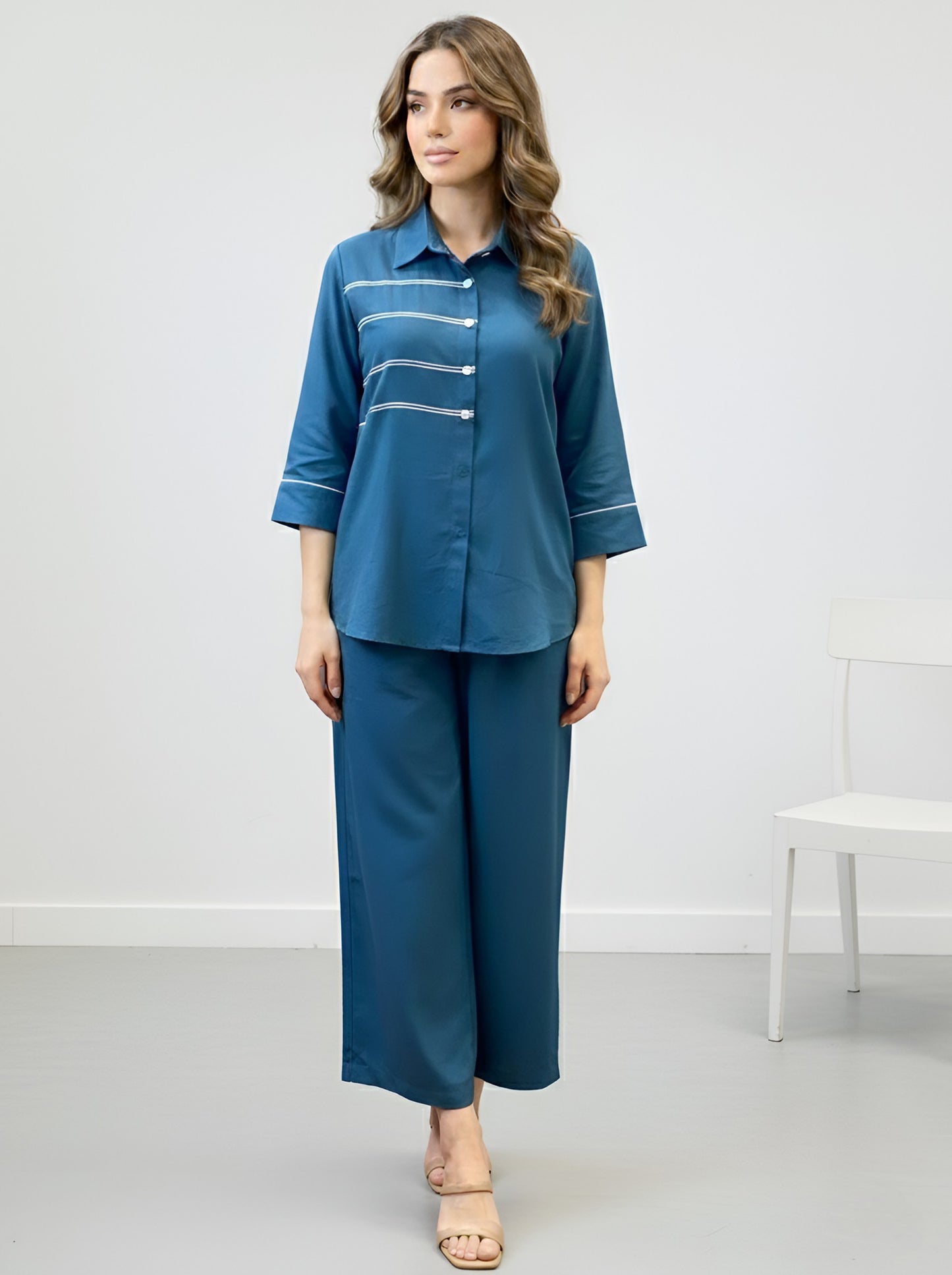 TEEL BLUE CHIC POPLIN CORDSET