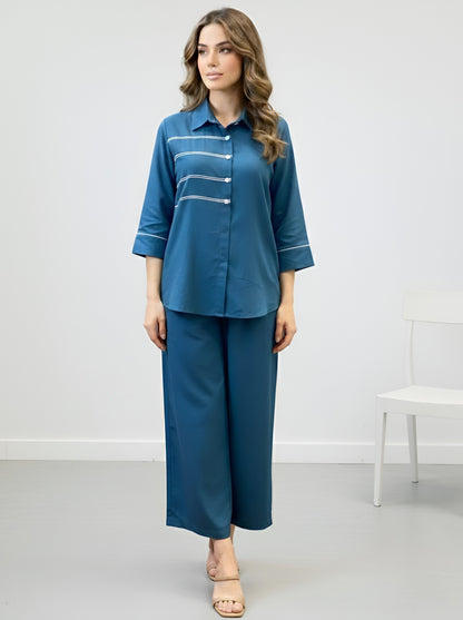 TEEL BLUE CHIC POPLIN CORDSET