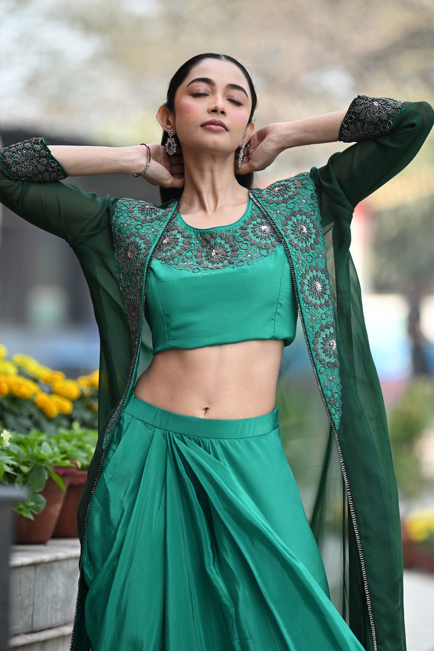 GREEN OMBRE CAPE SET