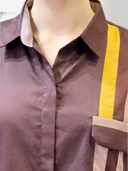BROWN POPLIN SHIRT DRESS
