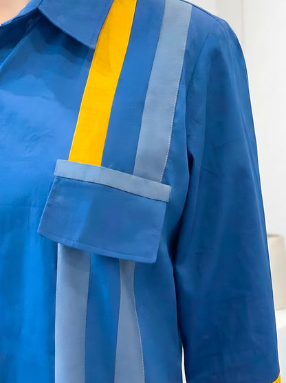 BLUE POPLIN SHIRT DRESS