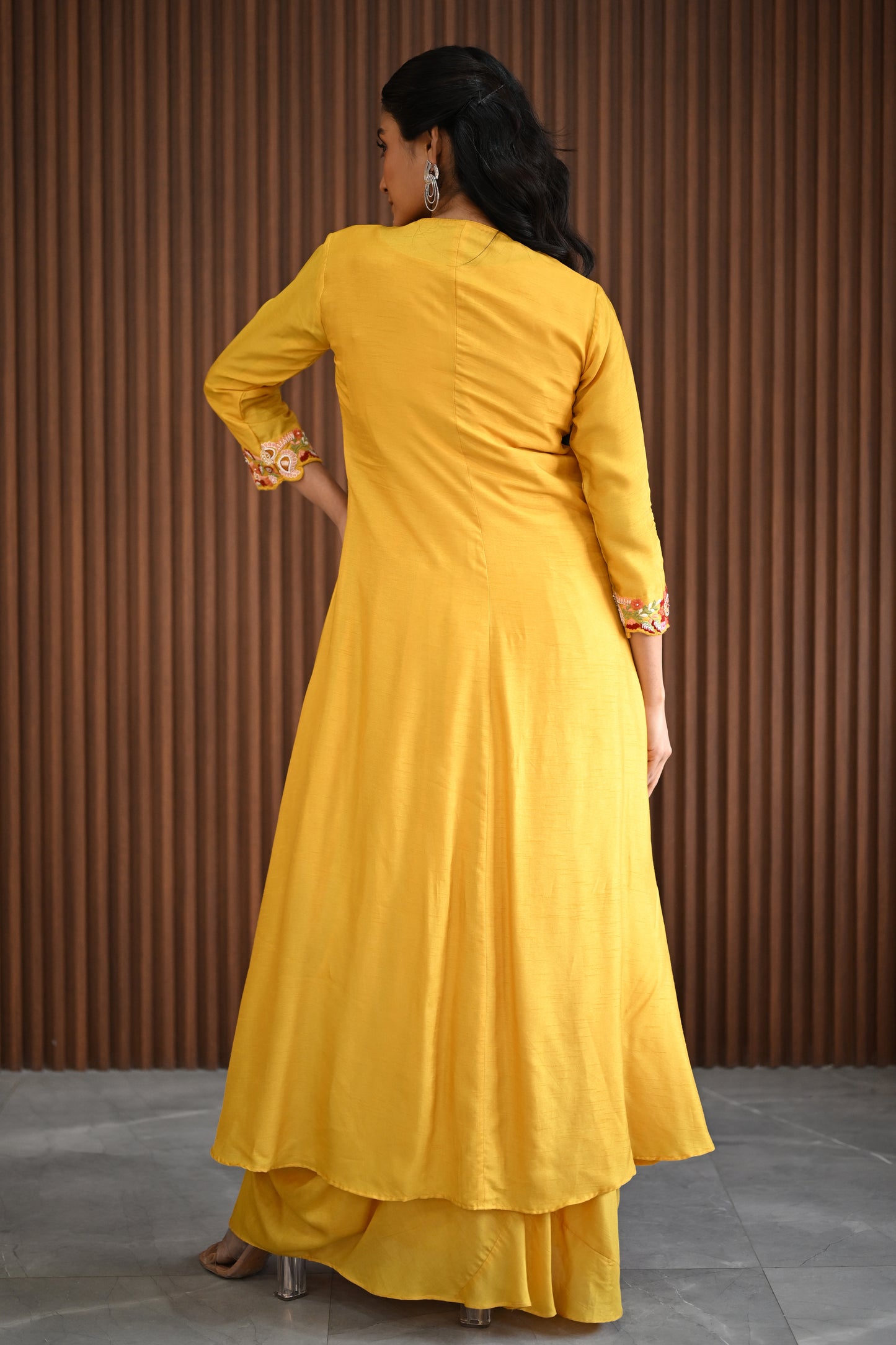 YELLOW FLORAL EMBROIDERED KURTA SET
