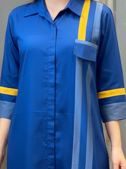 BLUE POPLIN SHIRT DRESS