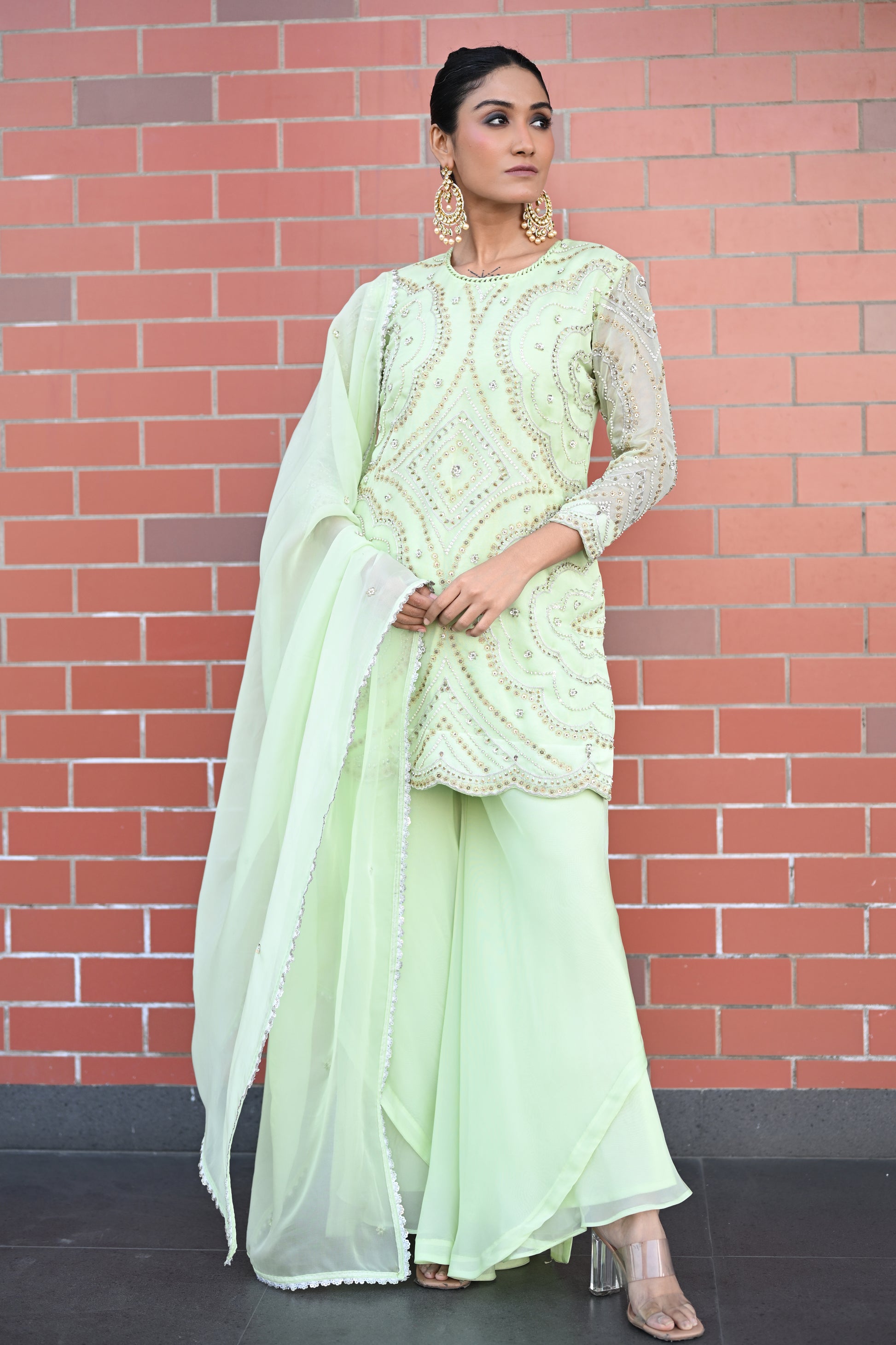 green sharara dress Green Sharara Suit