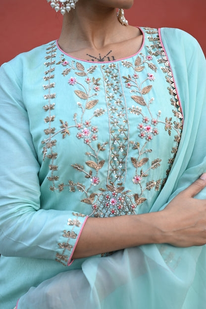 AQUA BLUE SHARARA SET