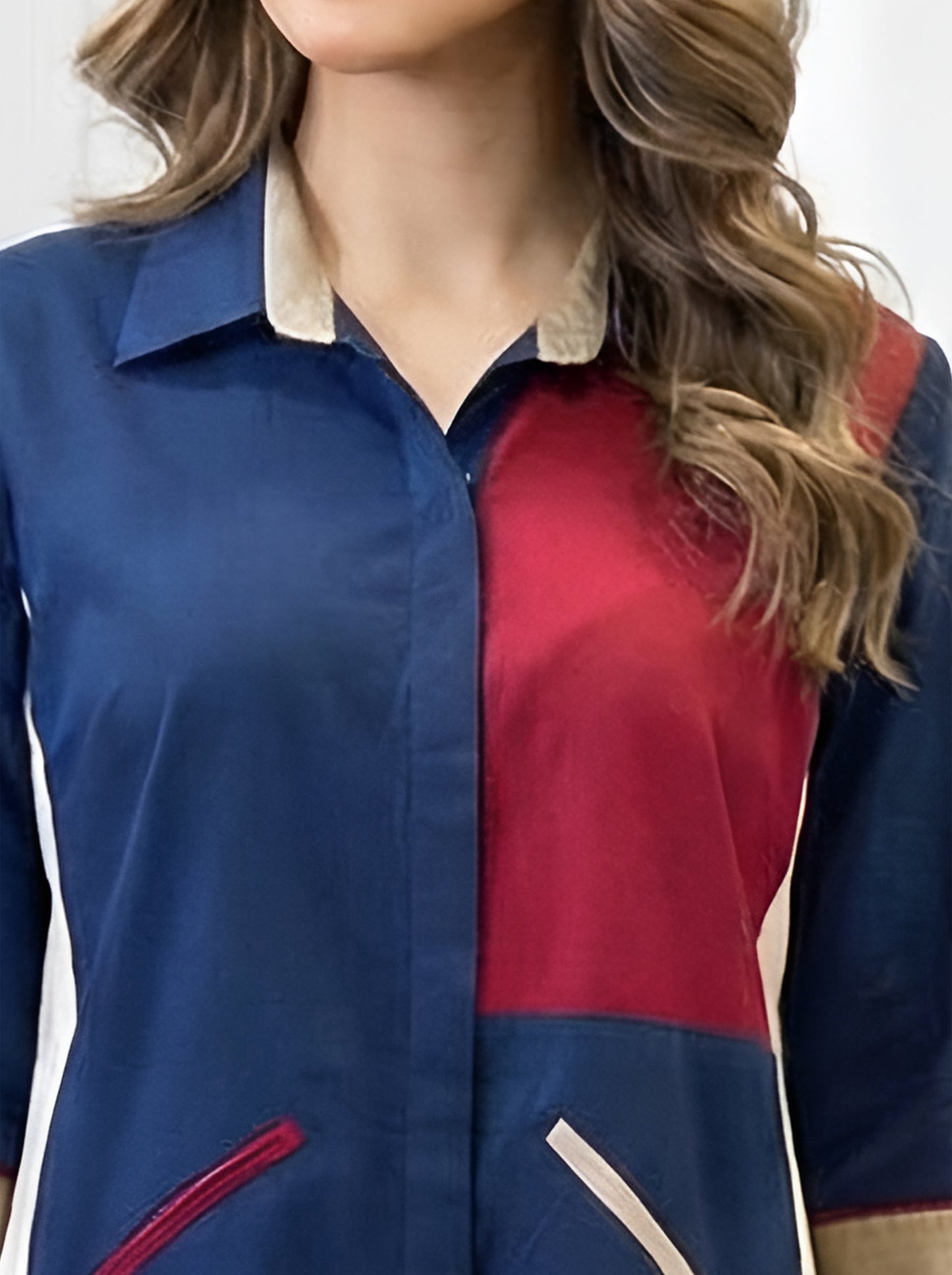 BLUE COLOUR BLOCKING DRESS