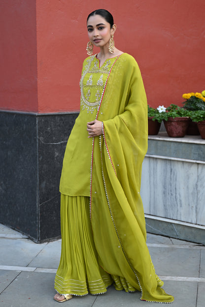 GREEN SHARARA SET