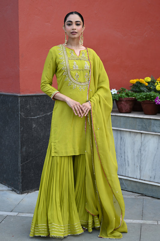 GREEN SHARARA SET