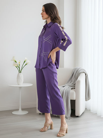 PURPLE STYLISH POPLIN CORDSET