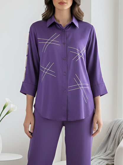 PURPLE STYLISH POPLIN CORDSET