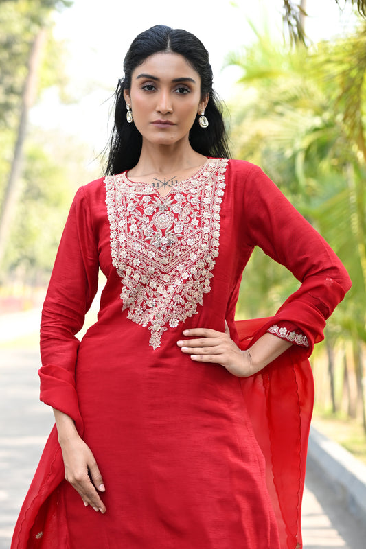 SHARARA SET WITH HEAVY NECKLINE