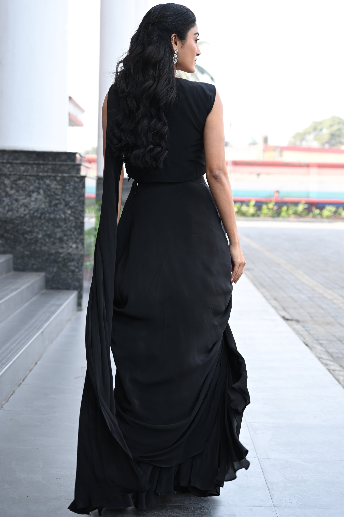 BLACK DRAPED SAREE