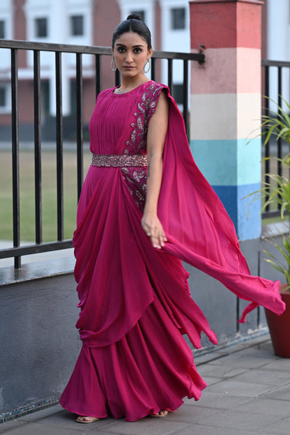 DRAPE SAREE WITH BELT