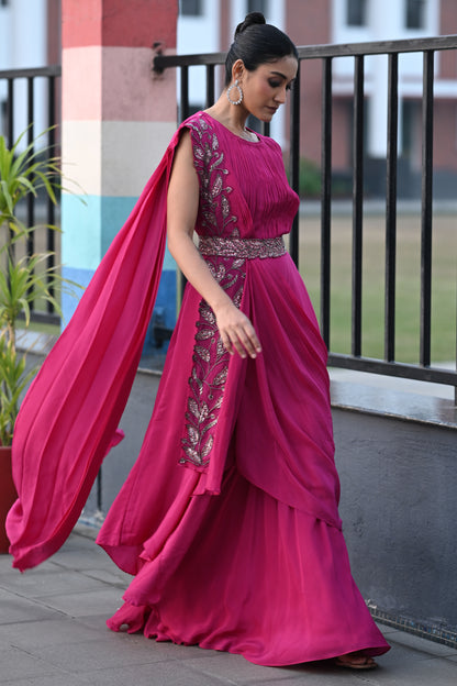 DRAPE SAREE WITH BELT